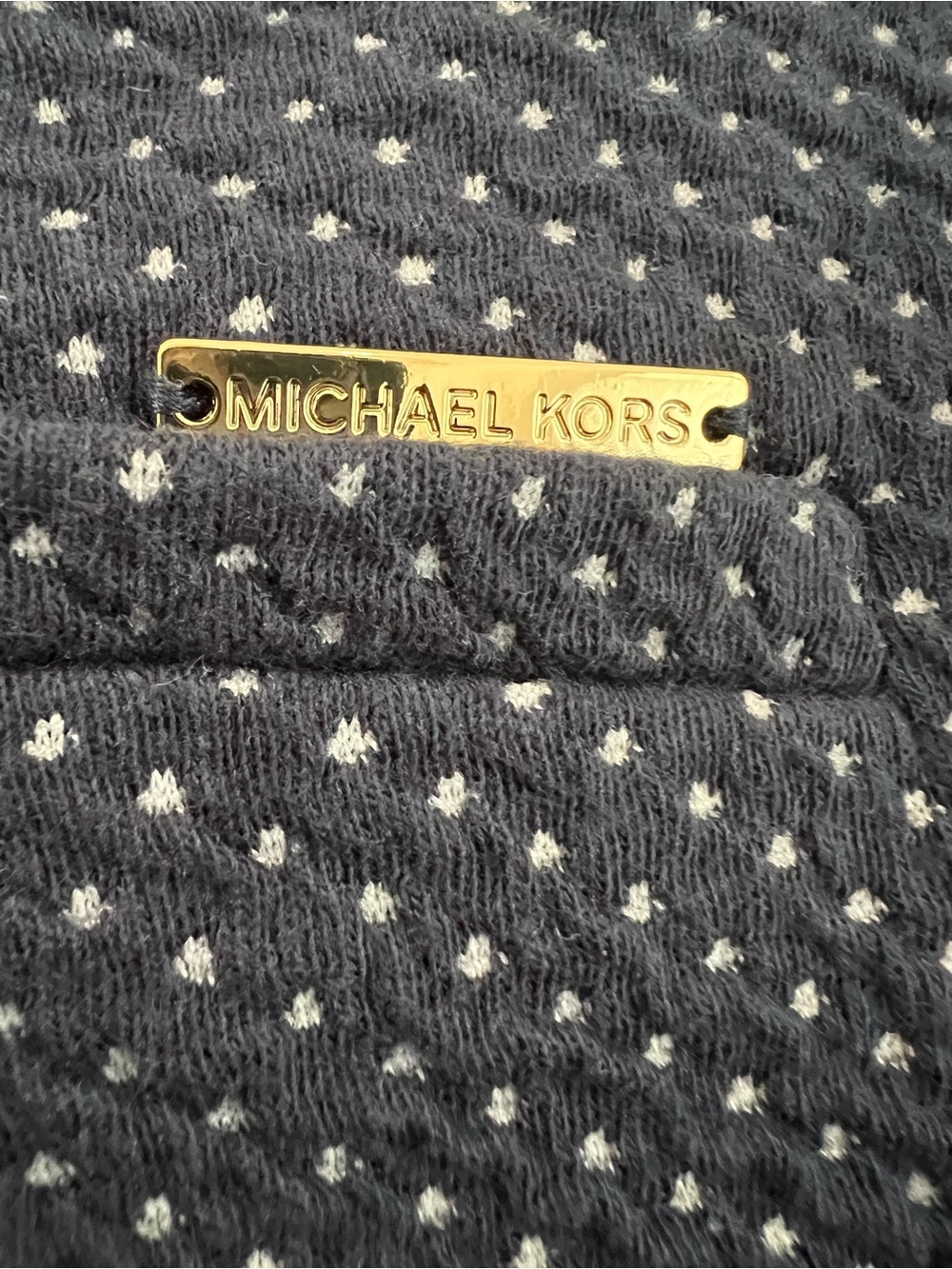 Michael Kors Navy Polka Dot Stretch Leggings with Gold Logo - Picture 7 of 11